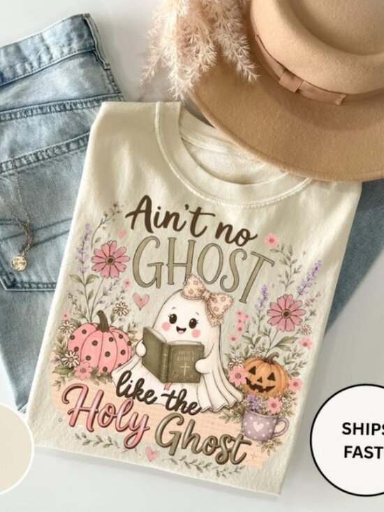 Tops - Ain't No Ghost Like the Holy Ghost Shirt, Christian Halloween fall tshirt